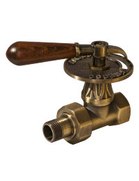 Вентиль RETROstyle 1/2_3/4 с дер. ручкой прямой